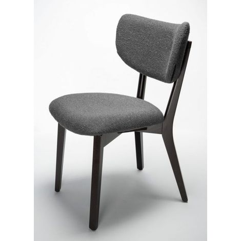 Sedia legno moderna imbottita - Telaio MONOBLOCCO Faggio tinto MOKA - Rivestimento tessuto BOUCLE 3 colori - SURI Wood Colore Grigio caldo (1/5)