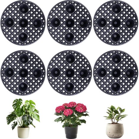 Lot de 6 supports pour pots de fleurs en maille de 40 cm, tapis de drainage rond en plastique, grille de drainage, décoration de jardin, pour terrasse, intérieur, extérieur, jardin