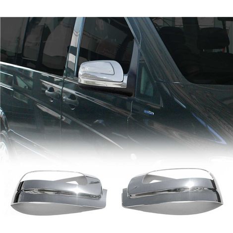 OMAC Coques de Rétroviseurs pour Mercedes Viano 2010-2014 en Acier Chromé Argent