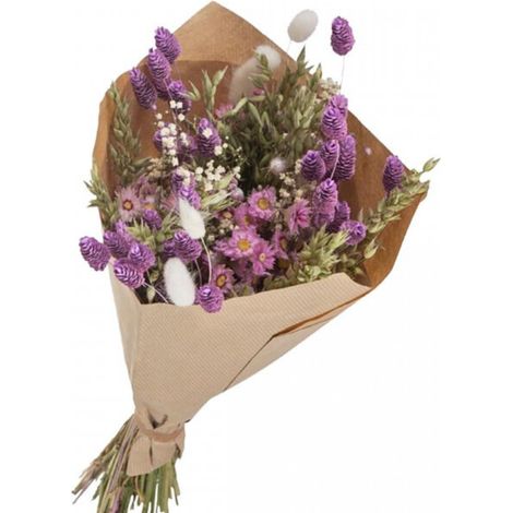 Bouquet de fleurs séchées mariage Mix Naturel Lilas 50 cm