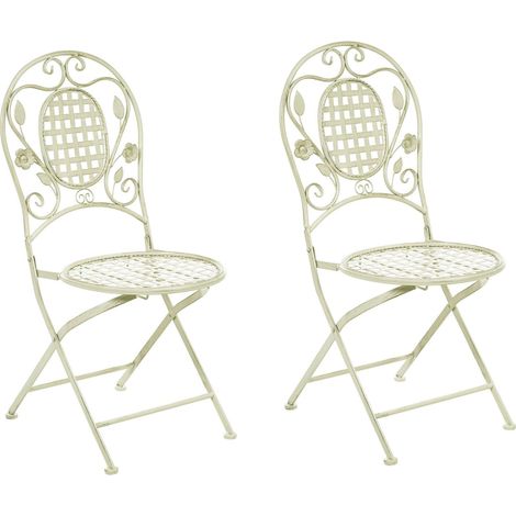 Set of 2 Garden Chairs BIVIO Folding Metal Light Green (1/5)