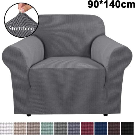 Elastischer Sofabezug Stretch Sofaabdeckung für Einzelperson rutschfest in hellgrau (1/5)