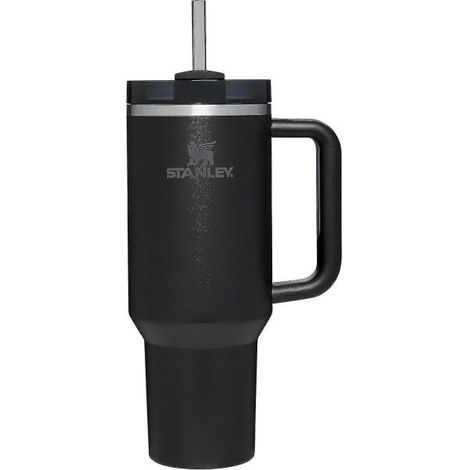 Gourde 40 oz Stanley Cup inoxydable isolée avec poignée et paille, bouteille thermos pour enfants, cadeau de Noël, noir (1/5)