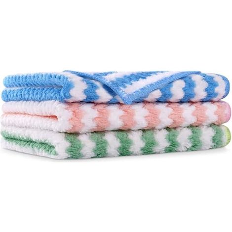 Lot de 3 chiffons de nettoyage absorbants, chiffons en microfibre réutilisables pour surfaces (1/5)