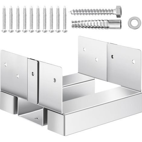 VEVOR Support de Poteau Bois, Lot de 10, Base de Poteau, Taille Interne 139,5x141,5 mm, Acier au Carbone, Ancrage de Poteaux au Beton pour Balustrades de Porche, Pergolas, Supports de Colonnes, Patios