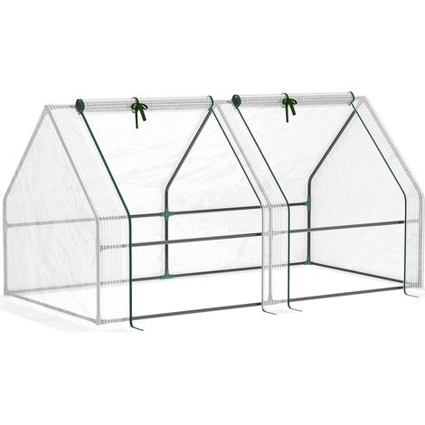 Serra da Giardino 180x90x90 cm Telaio in Acciaio Copertura in PE Rinforzato Bianco (1/5)