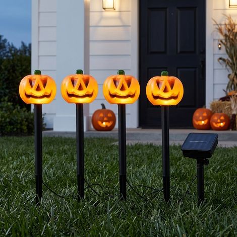 4 Pack Halloween Pumpkin Solar Stake Lights (1/2)