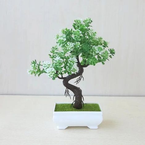 Bonsai Artificiel - Arbre Miniature en Plastique - Décoration Intérieure Table Bureau Jardin - Hauteur 20 cm 21 cm ou 24 cm - 1 Pièce (1/5)