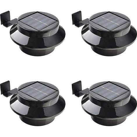 4er-Pack Solar-LED-Dachrinnenleuchten – Schwarze Solar-Nachtlichter, Wandleuchten, Zaunleuchten, Dachrinnenleuchten (1/5)