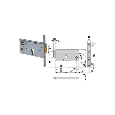 ELETTROSERRATURA DA INFILARE PER FASCE MM.77 H 1435- - mm.80 (14351800) - 1 pezzi CISA