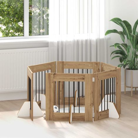 vidaXL Porte de chien pliable avec supports 6 pcs Chêne artisanal