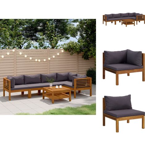 Gartenmöbel-Sets - Living 6-tlg. Garten-Lounge-Set mit Auflage Massivholz Akazie (1/5)