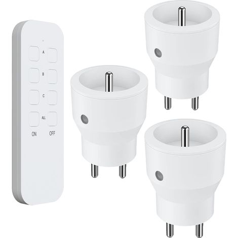Lot de 3 prises télécommandées 2300W – Portée 30m – Contrôle individuel et maître – IP20 pour intérieur (1/5)