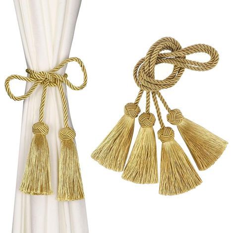 fermatende con nappe, fermatende bohémien, corda con nappe dorate per tende, corda con nappe fatta a mano per la decorazione di soggiorno, ufficio e camera da letto. (1/5)