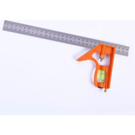 Équerre combinée précise en métal, 300 mm, universelle avec repère de butée et outil de traçage – Outil de mesure professionnel pour menuiserie, maçonnerie et bricolage (1/5)