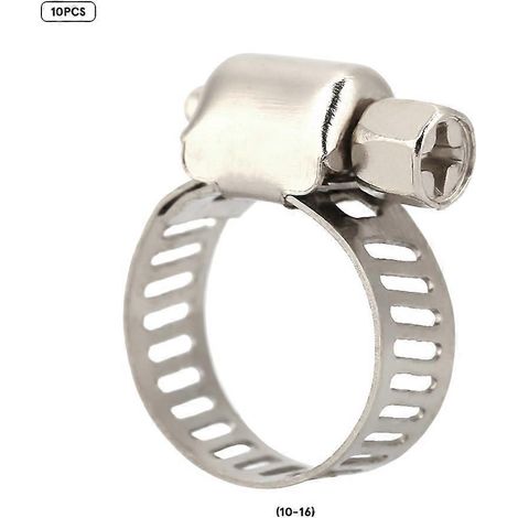 Schlauchschellen mit Schneckengetriebeantrieb, Edelstahlclips, Befestigungselemente (10 mm–16 mm)