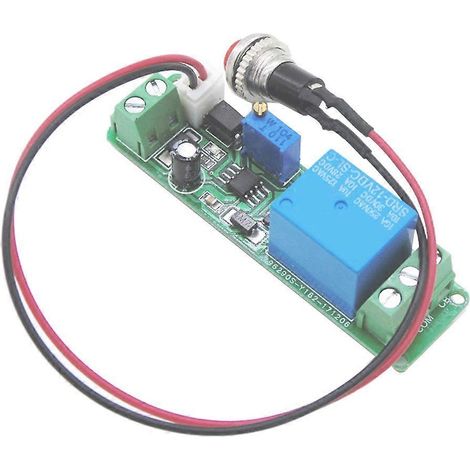 Relais temporisé 12 V CC, temporisation réglable de 1 à 10 s, avec voyant lumineux et interrupteur de temporisation. (1/5)