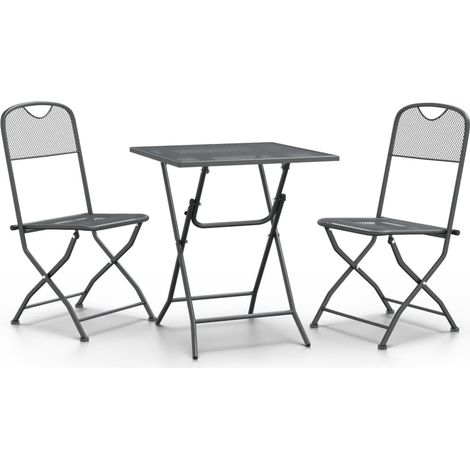 Maison Exclusive - 3-tlg. Garten-Essgruppe Streckmetall Anthrazit