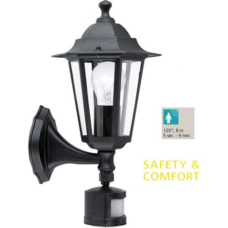 Applique Esterno Classica Laterna 4 Alluminio Nero Sensore 1 Luce E27 (1/5)