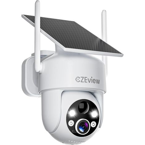 2K Camera Surveillance WiFi Extérieure Solaire sans Fil, Blanche (1/5)