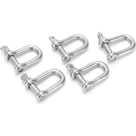 Lot de 5 manilles en D droites M6 courtes en acier inoxydable 304, crochets de gréement pour bateau (1/5)