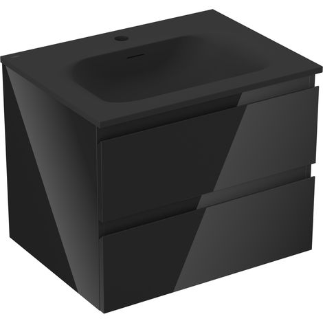 Mexen Orio meuble de salle de bain 60 cm avec lavabo Vela, 2 tiroirs, noir brillant/noir mat - 91A10-06047-2-BFF70-W23M71 (1/5)
