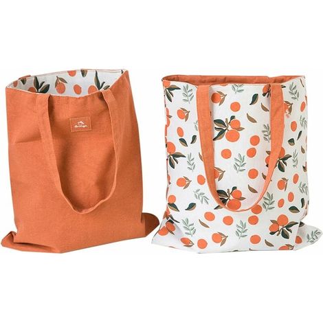 Sac En Toile - Coton Et Lin Double Face - 40 x 36 cm - Sac À Provisions Réutilisable - Sac Messenger Épaule - 1 Pièce