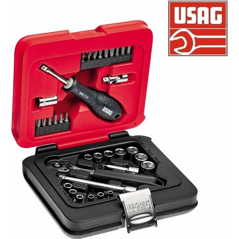 Usag 601 1/4 JS34 set chiavi bussola bussolotti esagonali + cricchetto inserti bit (1/4)