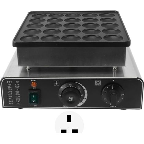 Mini poêle à pancakes hollandais 850W 25 pièces, machine à gaufres et muffins antiadhésive pour maison, cuisine, restaurant, boulangerie, prise UK 220V (1/5)