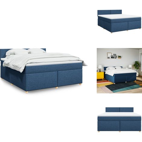 Boxspringbett mit Matratze Blau 180x200 cm Stoff - Boxspringbett - Boxspringbetten - Bett - Schlafzimmermöbel (1/5)