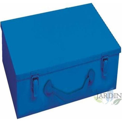 Malette métal bleu, Boîte outils vide 44x33x10 cm
