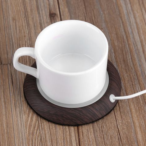 Tapis Chauffant Pour Tasse - Bois De Noyer Et Métal - USB 5V 5W - Température Max 80℃ - Pour Café Thé Boisson Chaude - 1 Pièce