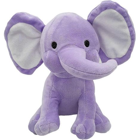 Weicher und flauschiger Plüschelefant, ideal als Babykissen oder Geburtstags- oder Abschlussgeschenk (helllila und weiß, 25 x 25 x 25 cm). (1/5)
