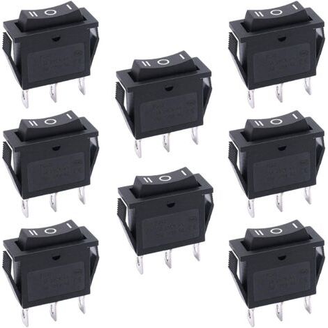 Lot de 8 interrupteurs à bascule 3 positions ON/OFF/ON SPDT 3 broches 15 A 250 V 20 A 125 V CA pour voiture, camion, bateau, appareils électroménagers KCD3-103-BK (1/5)