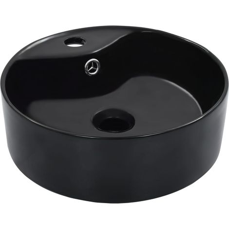 Lavabo con troppopieno lavabo da appoggio interno bagno cabina doccia cabina WC 36 x 13 cm ceramica nero 020002621
