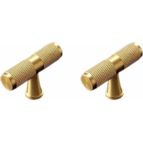 Tirador de puerta de armario de latón macizo en forma de T, tirador universal para cajones, armarios de cocina y puertas - 50 mm (2 unidades) (1/5)