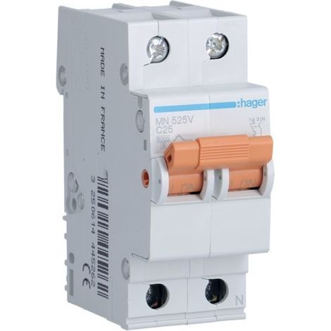 HAGER MN525V Disjoncteur MN 1P+N 25A courbe C