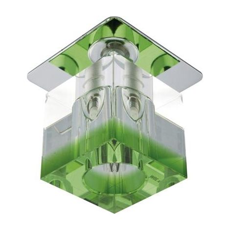 Spot encastré carré chromé cristal vert G4 20W SK-18