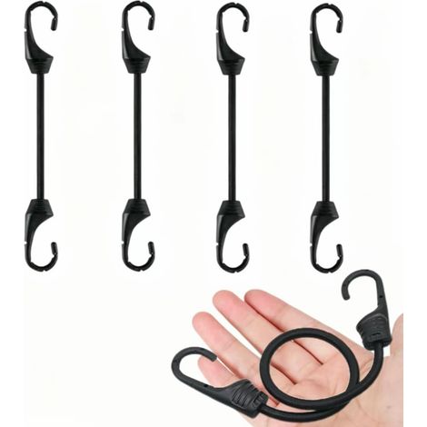 4 Pack Heavy Duty Rubber Bungee Cord with Hooks, Heavy Duty with Steel Hooks, Multifunctional Elastic Rope for Outdoor Attachment, Garden, Bike, Car, Camping, DIY (1/4)