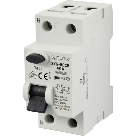 Sygonix SY-6438016 SYG-RCCB 1P+N/A40/10kA/30mA Fehlerstrom-Schutzschalter  A   2polig 40 A 0.03 A 23