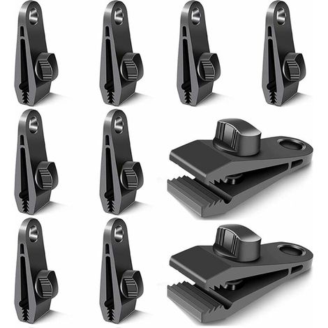 Lot de 10 clips de fermeture pour rideaux, bâches, clips pour fixation de bâches, pour tentes, camping, soleil, coupe-vent, accessoires    (noir) (1/5)
