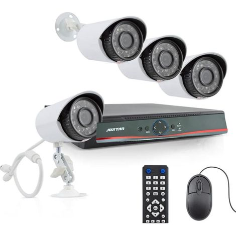 Kit Videosorveglianza 4 Telecamere 37 Led DVR App JORTAN 4 Canali Telecamere
