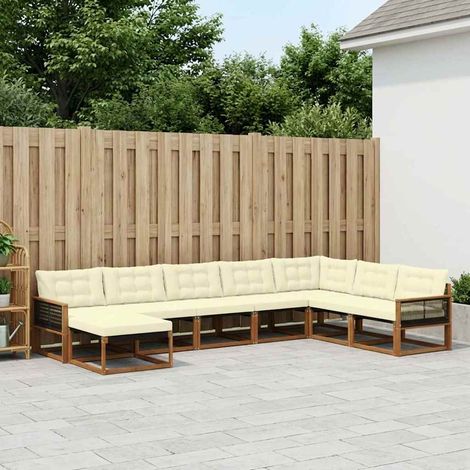 vidaXL Outdoor-Sofagarnitur mit Kissen 8 pcs Natur und Creme (1/5)