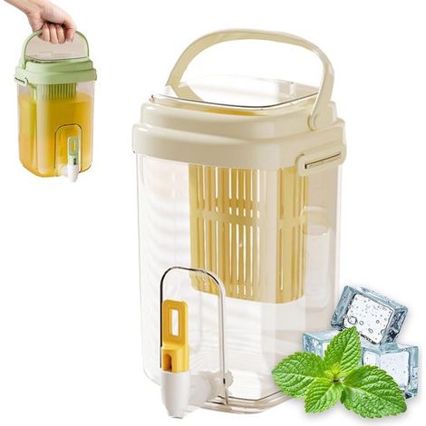 Borraccia termica con beccuccio e infusore per frutta, 2 litri, senza BPA, con maniglia, ideale per succhi di frutta, tè e bibite, portatile per il campeggio. (1/5)