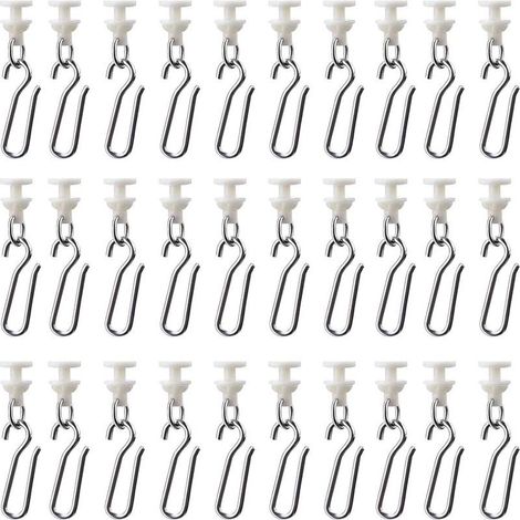 30 pièces crochet rideau rail glisseur, métal beige, pour tringle à rideaux standard, rideaux, rideaux de douche, rideaux de porte (1/5)