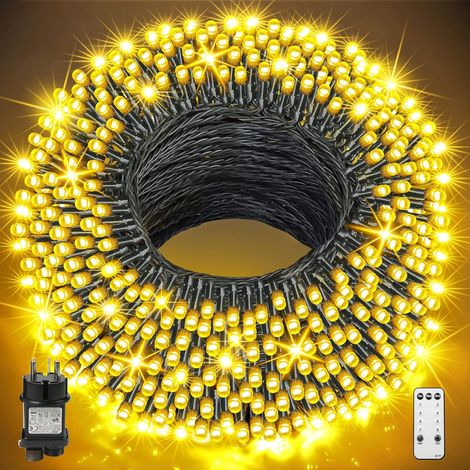 100M Guirlande Lumineuse Exterieure 800 LED Guirlandes Lumières de Noël Extérieur Intérieur 8 Modes d'éclairage Décoration Étanche pour Arbre Mariage Anniversaire Chambre Blanc Chaud