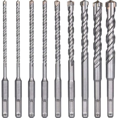 Betonbohrer, 9 Stück (5 mm x 16 x 160 mm), SDS-Plus-Schlagbohrer für Schlagbohrmaschinen, Kreuzbohrer für Ziegel, Stein, Naturstein, Metall