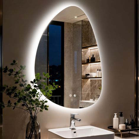 LED Bathroom Mirror with Lights Anti-Fog Irregular Water Droplet Vanity Mirror, 500mm x 700mm (1/5)