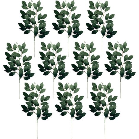10 künstliche Blätter, naturgetreu, wasserfest, für DIY-Blumenarrangements, Ficusblatt (1/2)