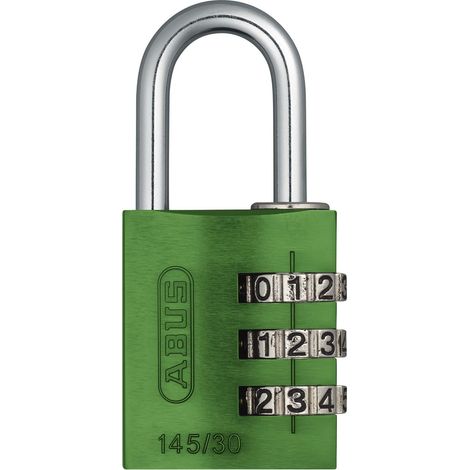 145/30 30Mm Aluminium Combination Padlock Green 46580
